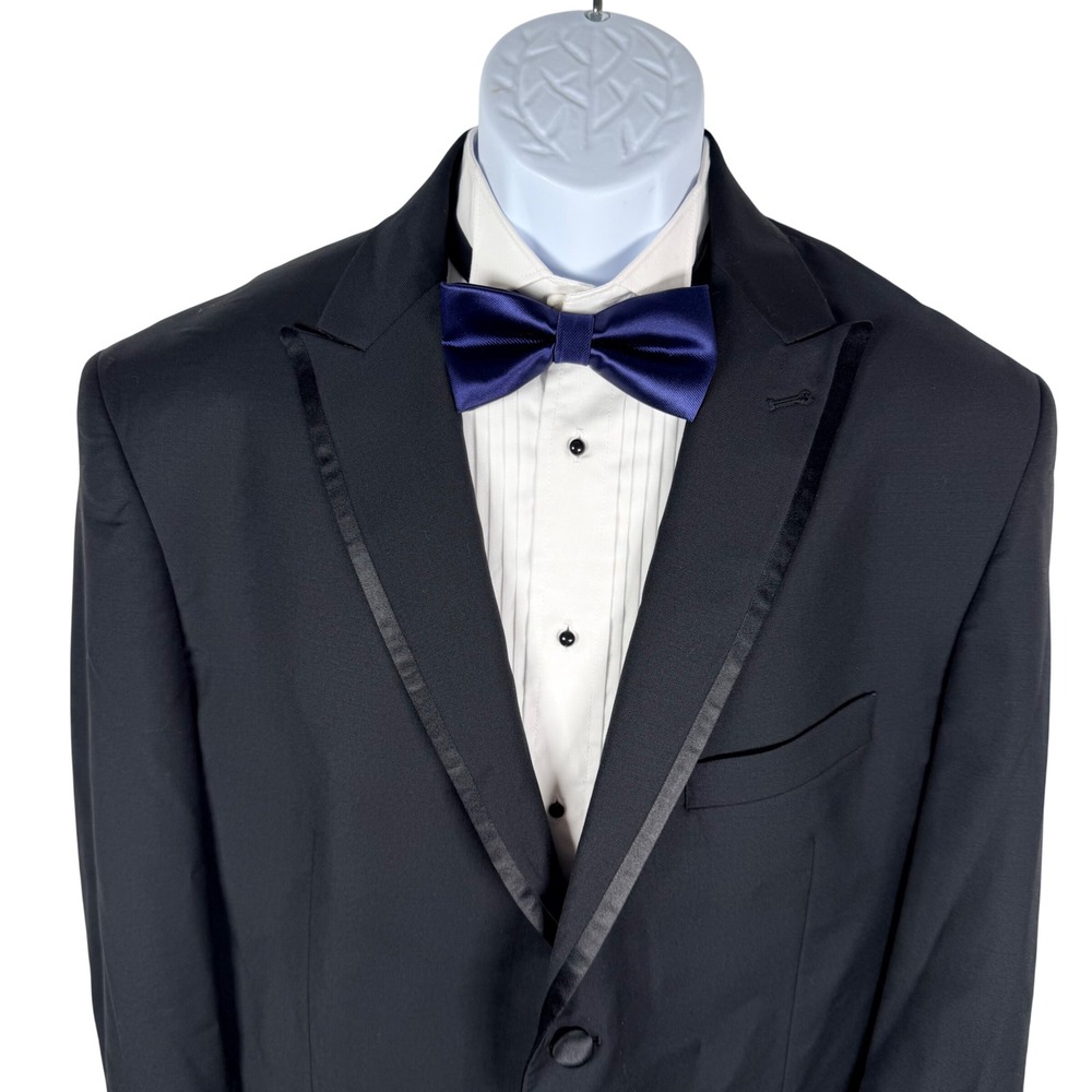 Jos A Bank 1905 Custom Made Mens 44S Black 100% Wool Tuxedo Suit Jacket Blazer